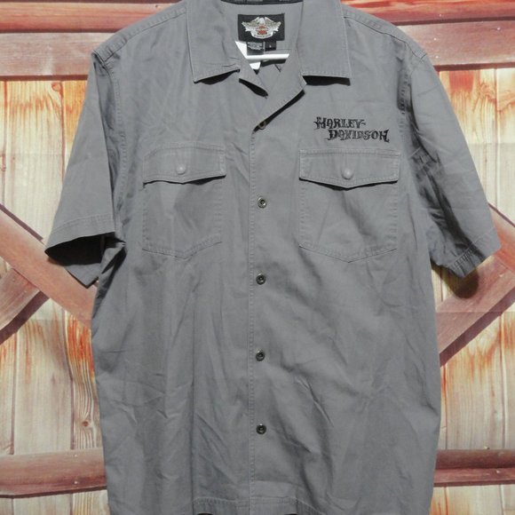 Harley Davidson Embroidered Button Down Work style shirt. EUC~Graphic - Picture 6 of 6